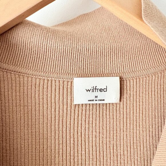 Aritzia Wilfred Cove Long Sleeve Knit Ribbed Dress Tan Camel Size Medium - Picture 5 of 7